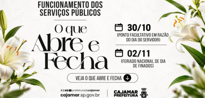 Prefeitura de Cajamar mantém serviços essenciais durante feriado prolongado de Finados